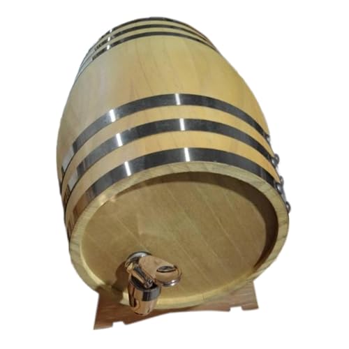 Pitycbo Barril de Roble de 1,5 L para Preparar Bebidas con Soporte de Madera, Regalo Vintage con Grifo, Decantador para Fiestas, Familia, Hogar, Mesa, Bar.