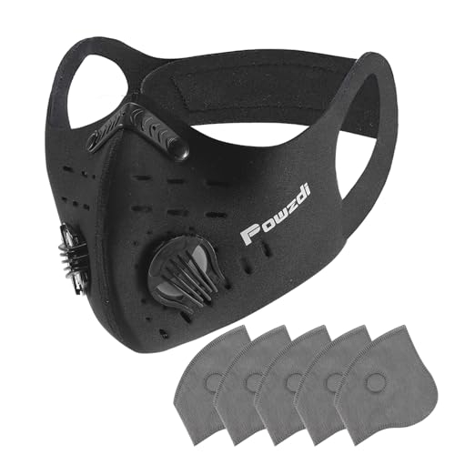 Immagine prodotto: Powzdi Protezione Sportiva Copri Bocca Anti con 2 valvole Filtro a metà Faccia, in Carbonio Protezione Personale Riutilizzabile Regolabile per Corsa, Ciclismo, attività all'aperto