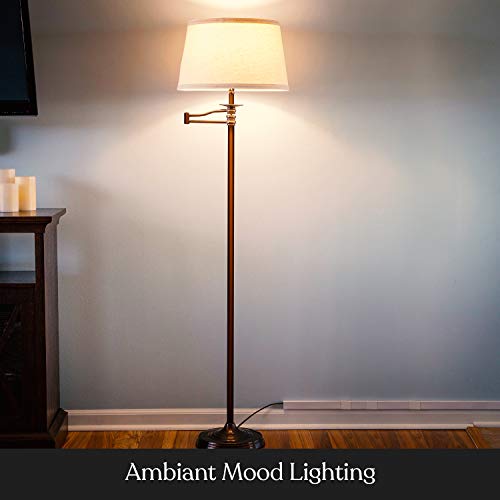 Brightech Caden Led Floor Lamp, Great Living Room Décor, Tall Lamp With Swing Arm, Classic Lamp For Living Rooms & Offices, Industrial Standing Lamp For Bedroom Reading - Bronze #TOP3