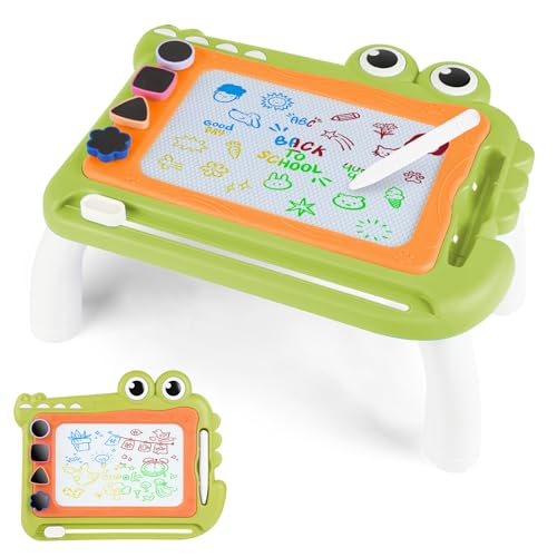 OFFCUP Pizarra Magnética Infantil, Almohadilla Borrable de Escritura Dibujo con 4 Patas Robustas y 1 Bolígrafo, Juguetes Educativos para Niños y Niñas 1 2 3 Regalos de Cumpleaños (Cocodrilo Verde)