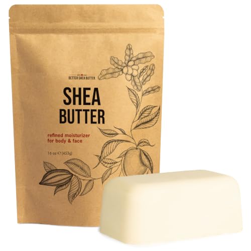 Refined Shea Butter Unscented - 100% Pure African Shea Butter for Hair and Dry Skin - Use for Soap Base Face and Body Moisturizer for DIY Whipped Body Butter and Lip Balm 1 LB Bar