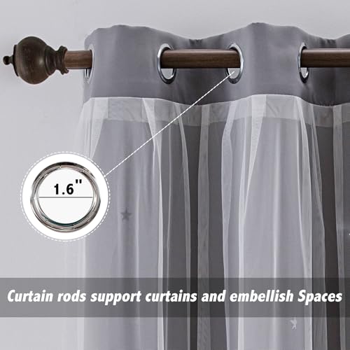 Image of indistar Star Cutout Kids Window Blackout Curtains for Girl Bedroom Window Room Darkening Curtains & Drapes Baby Nursery Curtains (2 Panel, 52Wx63L inch,Grey)