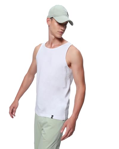 Image of Bewakoof Men's Solid Regular Fit Sleeveless Round Neck Cotton Vest