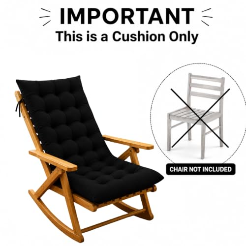 Image of KYNE Rocking Chair Cushion 18 x 50 Inch Thick Tufted Chair Cushion with Backrest and Seat Pad Soft Plush Polyester Filling Non Slip Indoor Outdoor Rocking Chair Replacement Cushion