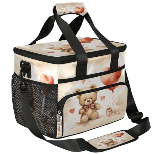 Insulated Picnic Backpack Lunch Box for Women Men Picnic Basket Tote Lunch Bag Picnic Bag Portable Lunch Bags for Picnic, Beach, Work, Trip,Office, Camp Valentine's Day Bear