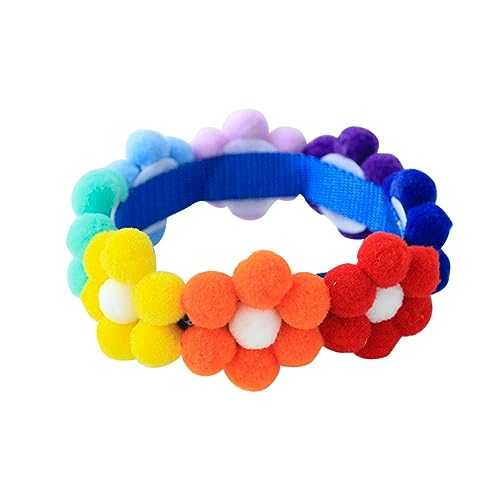 Yavoluy 首輪 ペット用首輪 ぬいぐるみ ベルクロ 色の花付け 可愛い 軽量 柔らかい 調整可能 安全 首飾り ペット用品 小中型犬適用 散歩 お出かけ用(多色、S/M/2XL) (M(30-35cm))