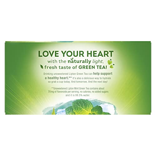 Lipton Tea Bags 100% Natural Green Tea With Mint Flavored Tea That Can Help Support A Healthy Heart 1.06Oz 20 Count 6 Pack #TOP6