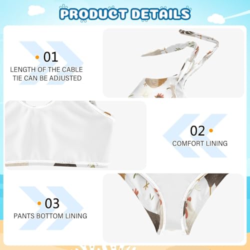 Chicken Black and White Girl 2 Piece Kids Bikini Set Scoop Neck Swimsuits Swimwear Cute Shoulder Strap4