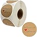 500 Pezzi Fatti a Mano con Adesivi d'Amore 500 Etichette per Rotolo Adesivi Rotondi Kraft per Sacchetti Regalo Fatti a Mano, panifici, Matrimoni, Festa di Compleanno 1 Pollice