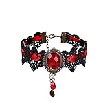YAZILIND Gothic Lolita Lace Necklace Collar Choker Halloween Costume Vampire Party(Red)