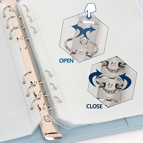 Colacoo Pasta A5 para caderno, fichário de couro sintético A5 com 6 anéis, organizador pessoal de fo