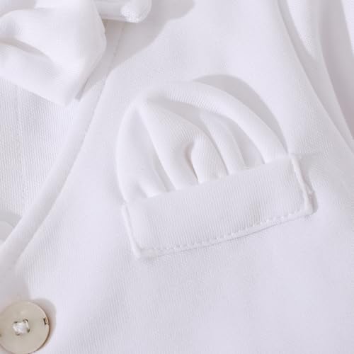 Image of HMD Baby Boy Long Sleeve Gentleman White Shirt Waistcoat Bowtie Tuxedo Onesie Jumpsuit Overall Romper