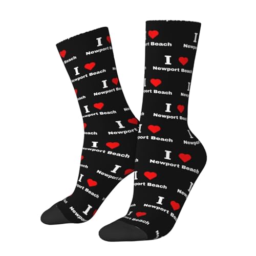 KWQDOZF I Love Newport Beach Socks For Men Women Sport Casual Crew Athletic Running Socks