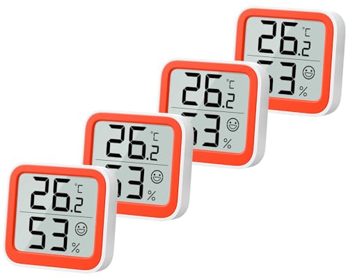 NOKLEAD Thermomètre Humidimètre Intérieur Mini Hygromètre Moniteur Appareil de Mesure de la Température Ambiante avec Icône de Visage Indicateur de Confort ℃/℉ Interrupteur pour Chambre de Bébé