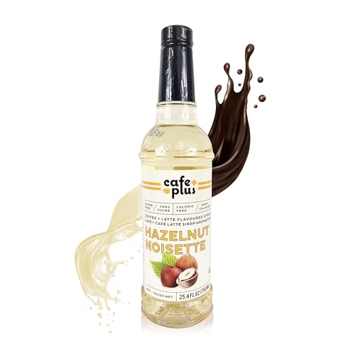 CafePlus Coffee Syrup Hazelnut – Sugar Free flavors for Drinks – 25.4 fl oz Hazelnut Syrup for...