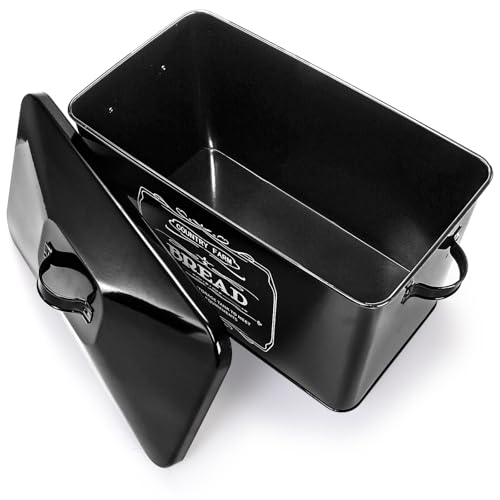 yarlung-Metal-Bread-Box-with-3-Kitchen-Canisters-Set-Large-Black-Farmhouse-Bread-Tin-for-Kitchen-Countertop-Coffee-Tea-Sugar-Canister-with-Lid-for-Pantry-Organizer-Home-Storage yarlung Metal Bread Box with 3 Kitchen Canisters Set Large Black Farmhouse Bread Tin for Kitchen Countertop Coffee Tea Sugar Canister with Lid for Pantry Organizer Home Storage