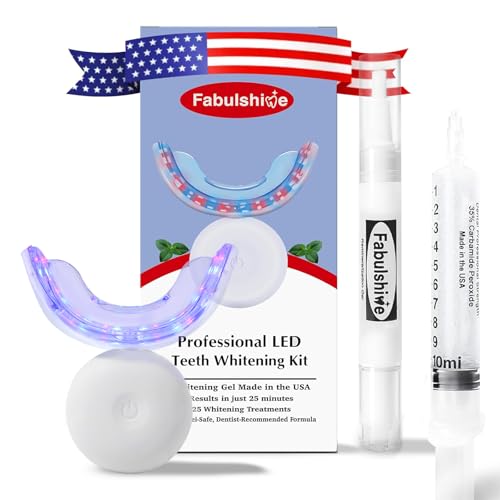 Fabulshine American Teeth Whitening Kit, Teeth Whitening Gel, Pen, Whitening Trays with Light, 25...