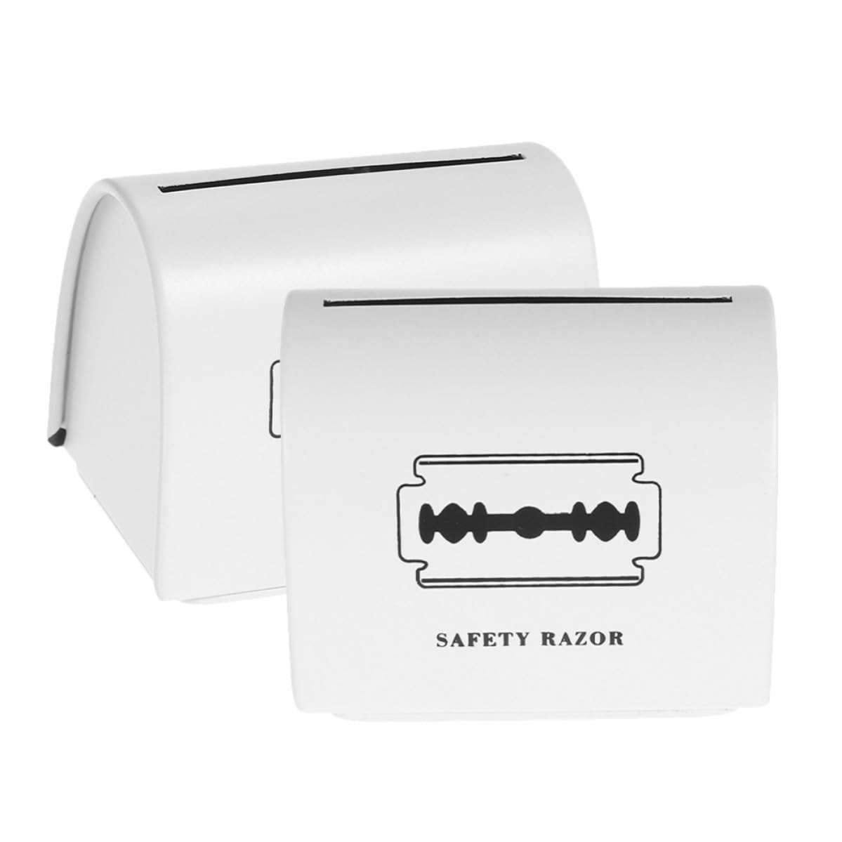 2 Pcs Shaver Disposal Container Tinplate Portable Case for Hair Salon