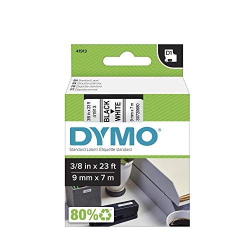 DYMO D1 Standard Labeling Tape for LabelManager Label Makers, Black print on White tape, 3/8'' W x 23' L, 1 cartridge by DYMO - Used condition - CA$8.68