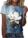 Women's T Shirts Graphic Tees Summer Tops Wildflower Floral Shirt Short Sleeve Casual Loose Fit Shirt(Large, Floral-F)