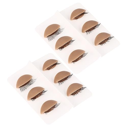FRCOLOR Eyelash Practice Training Head 2 Pack of 6 Pairs Replacement Eyelids for Lash Extensions and Makeup Practice