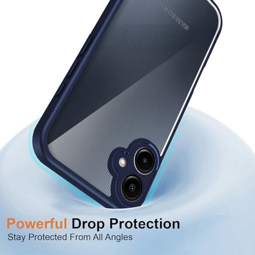 Image of Kapa Hawkeye Clear Slim Tough Back Cover for Samsung Galaxy F70e 5G | Camera Lens Protector Anti Yellow Shockproof Clear Hybrid Case Cover (Blue Sides)