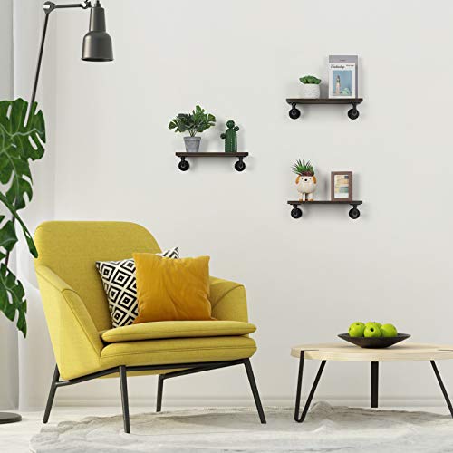 Liantral Pipe Shelf Bracket, Set Of 6 Industrial Iron Pipe Shelving Brackets For Custom Floating Wood Shelves, Diy Wall Mount Black #TOP4