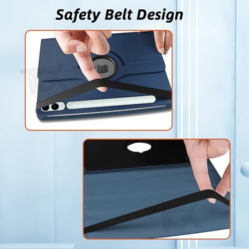 Image of TGK Rotating Cover for Samsung Galaxy Tab S9 FE+ 12.4 inch Leather Flip Case Cover (Dark Blue)