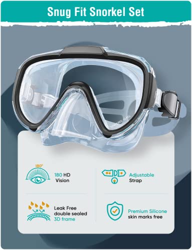 image for Seovediary Snorkeling Gear for Adults Anti-Fog Panoramic View Snorkel 
