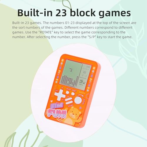 CZT Poket block game console Built-in multiple classic Retro brick games Electronic Handheld Student game machine Game player Portable gaming device kids girls (Blue) - Image 4