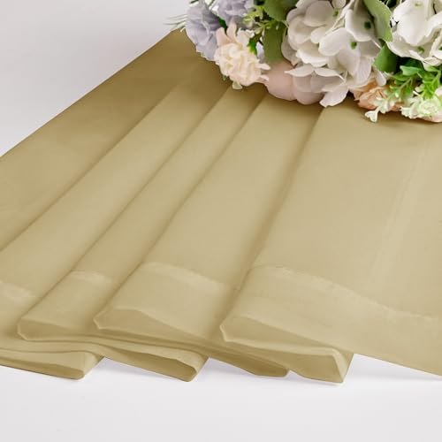 Image of OWENIE Gold Sheer Curtains 72 Inches Long 2 Panels Set, Transparent Light Filtering Sheer Curtain Rod Pocket Clear Drapes for Living Room Bedroom Window Sliding Glass Door, Each 42 x 72 Inch, Gold