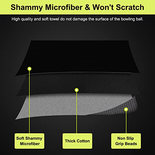 Windspeed 3Pcs Bowling Ball Towel, 10X8In Microfiber Bowling Ball Cleaner Towel With Ez Grip Dots, Non-Slip Bowling Ball Shammy Pad For Cleaning Dirt/Oil To Boost Precision (Black) #TOP2