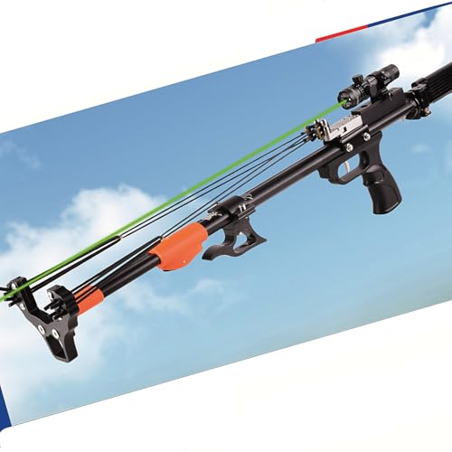 Professional Slingshot, Slingshot Rifle for Adults, Powerful Hunting Shooting Sling Shot and Retractable Folding Catapult, with Steel Ammo and Target Paper(Black)