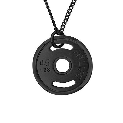 FitLife Fashion Weight Plate Necklace Stainless Steel Link Chain (Black Large (26 FitLife Fashion Weight Plate Necklace Stainless Steel Link Chain (Black Large (26