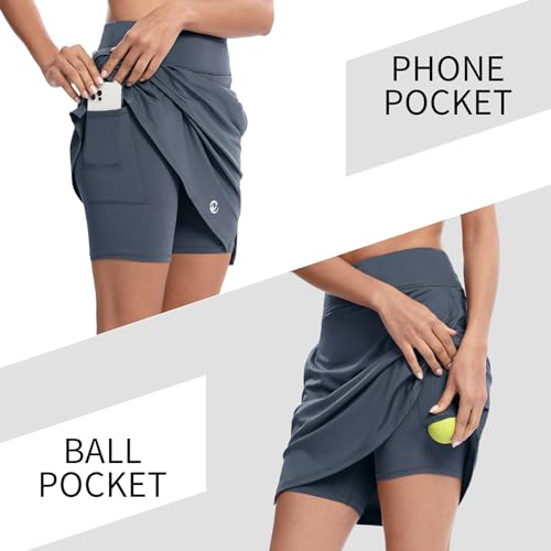 Image of M MOTEEPI Modest Knee Length Skorts Skirts for Women Tennis Athletic Golf Skort with Pockets UV Protection High Waist