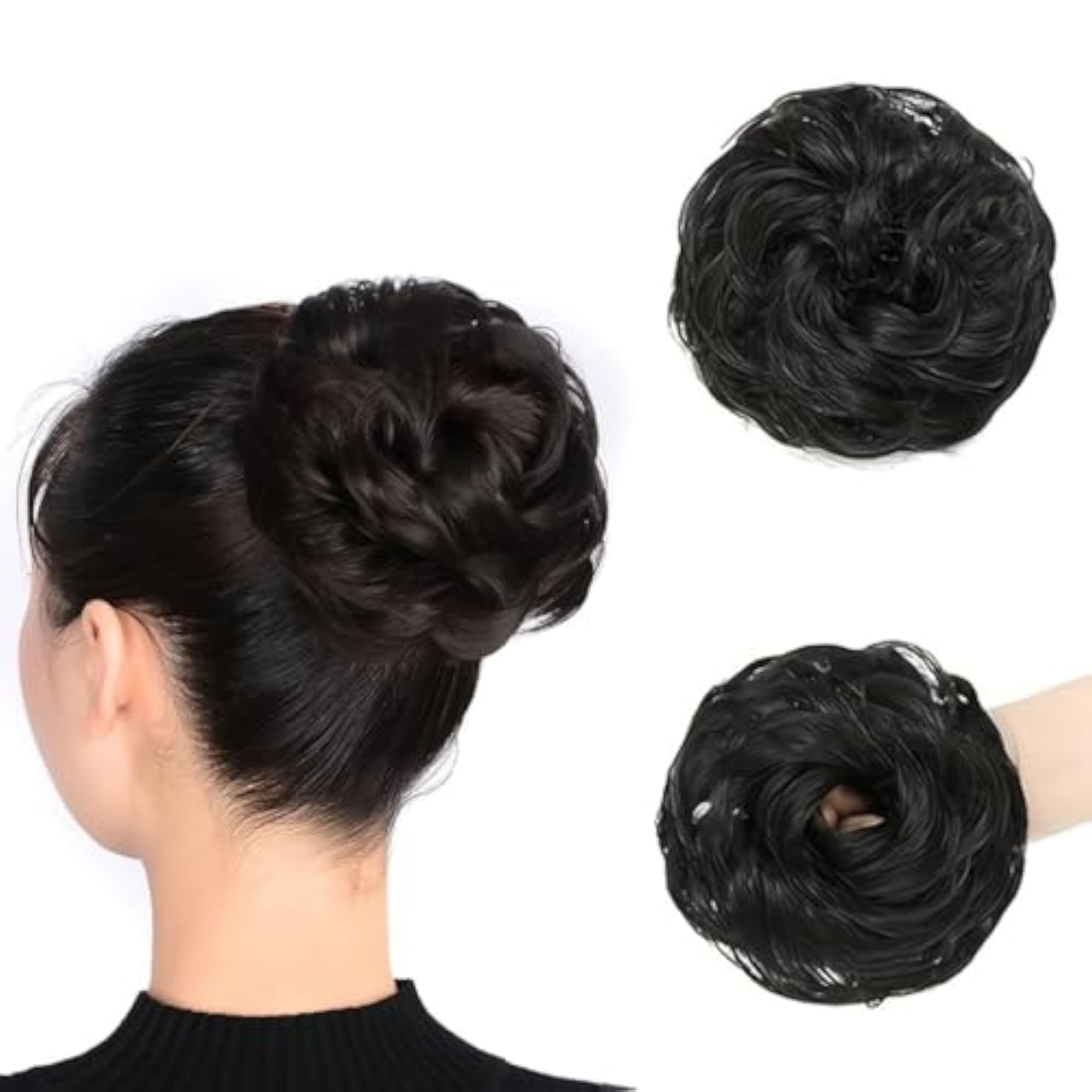 Women's Black Messy Bun Synthetic Hair Extension, 1PC