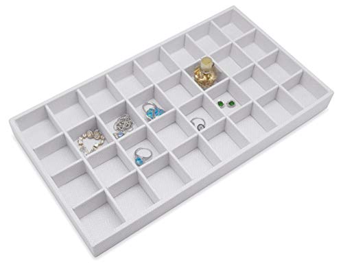 TheDisplayGuys Jewelry Tray, Drawer Organizer Display - White Burlap