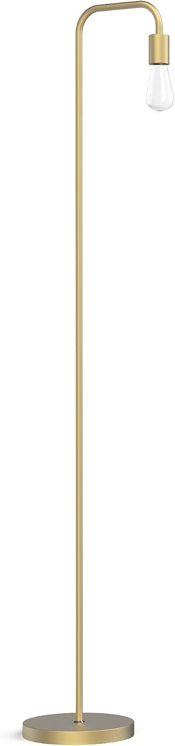 PAZZO Floor Lamp, Industrial Floor Lamp, Led Light Bulb Included, in-line On/Off Foot Switch, Fits for Living Room, Bedroom, Near Window, Gold