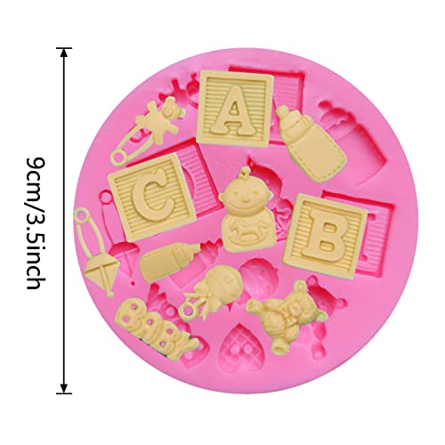 Baby Silicone Fondant Mold, Baby Shower Themed Cake Fondant Molds, Baby Birthday Party Baking Mold Cake Moulds Tools Gender Reveal Party Gummy For Sugar Chocolate Candy Clay Cupcake Topper Decoration #TOP3