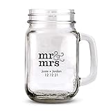 WEDDINGSTAR Personalized 16oz Mason Jar Drinking Glass Mug with Handle Customizable Full Color Print - 108 pack