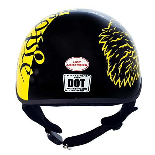 Hot Leathers Hld1046 Gloss Black And Yellow 'We The People' Advanced Dot Skull Half Helmet For Men And Women - Large #TOP6
