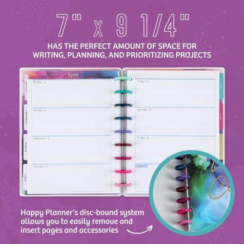 Happy Planner 2023 Daily Planner and Calendar, 12-Month Daily, Weekly, and Monthly Planner, Jan. 2023Dec. 2023 Diary, Horizontal Layout, Live in Colour Theme, Classic Size, 17.78 x 23.50 cm