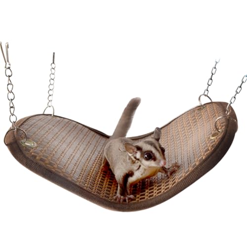 2 in 1 Reversible Sugar Glider Hammock Swing Bed Hanging Hammock Cage Hideaway for Parrot Cockatiel Guinea Pig Rat Chinchilla Squirrel Rabbit, Suitable for All Seasons (Small)