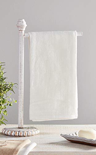 Mud Pie White Wood Beaded Towel Holder, 16.5" X 9" #TOP2