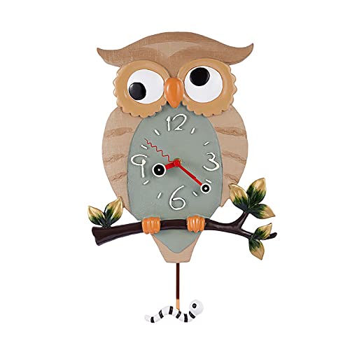 Hand Painted Resin Owl Wall Clock - Fun Luminous Design