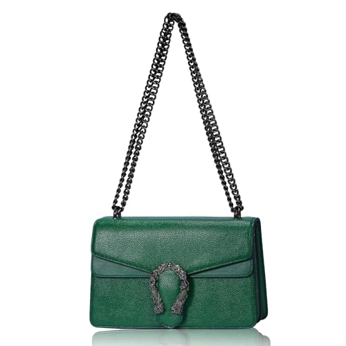 KOPNUR Bolsa de ombro feminina com estampa de cobra, bolsa tiracolo de couro PU, bolsa de mão de mão para noite, 17 - verde