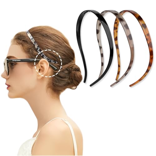 Lot de 3 bandeaux fins en plastique antidérapants pour lunettes et usage quotidien