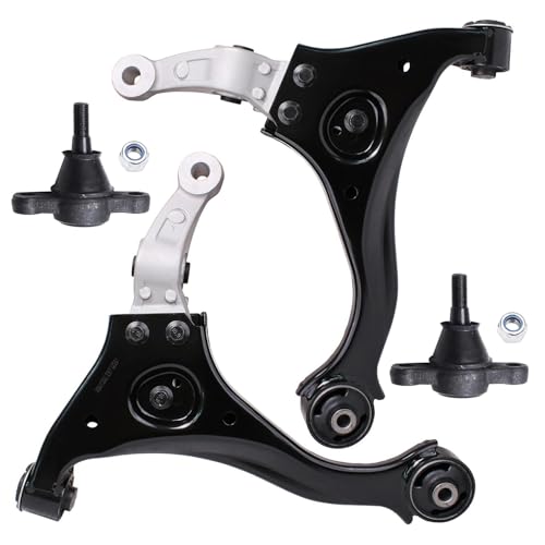 Image of Detroit Axle - Front 4pc Control Arms Ball Joints for 06-10 Hyundai Sonata 2006 2007 2008 2009 2010, 2 Lower Control Arms 2 Lower Ball Joints Assembly Replacement