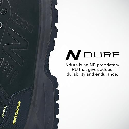 New Balance Calibre Composite Toe Work Boots for Men - EH, PR, Non-Slip Leather Safety Shoes for Industrial & Construction, Black, 12 Wide