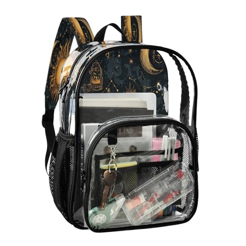 Clear Backpack for School Sun Moon Bottle Pattern Transparent Bookbag for Girls See Through PVC Boy Backpacks2